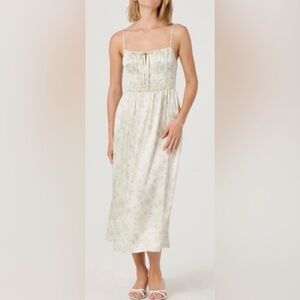 Astr Cream Floral Midi Dress with Pastel Green & Blue Print 🌼🌿🐣